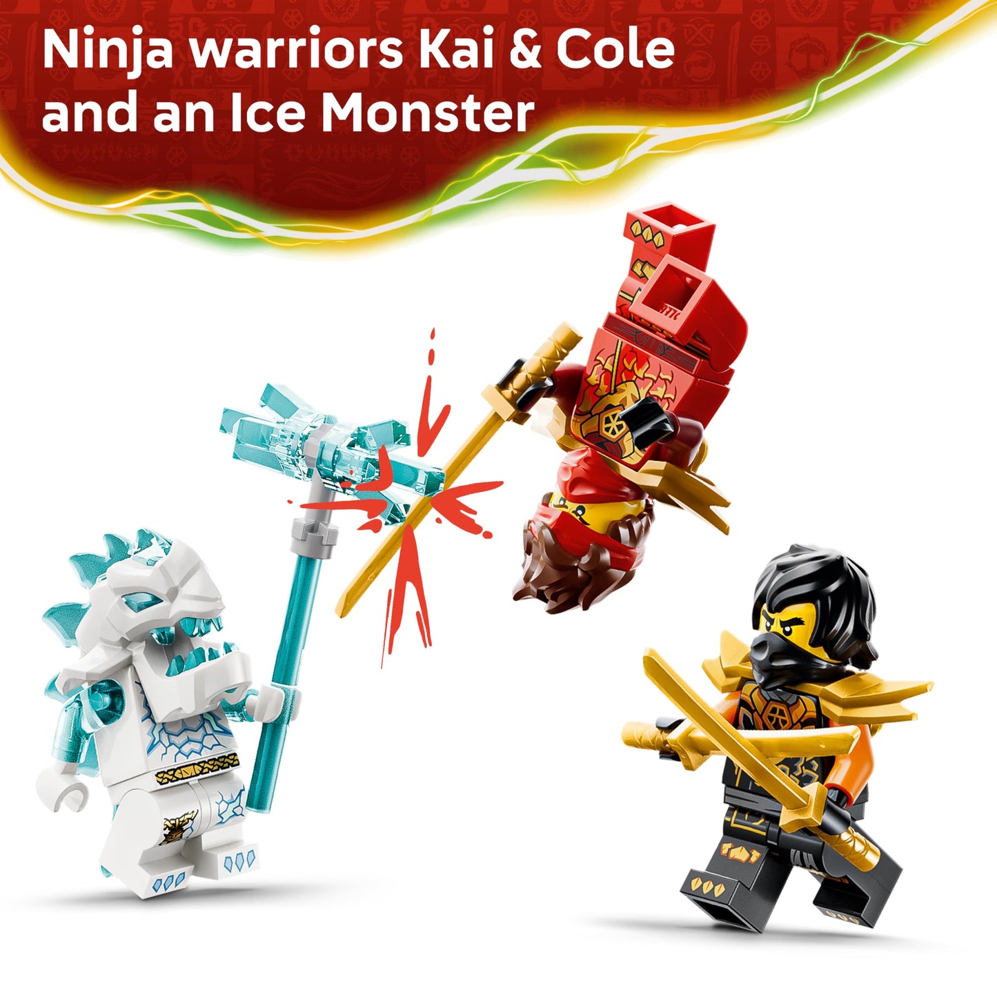 LEGO 71864 Ninjago Kai and Cole's Combiner Vehicles - Ninja Toy Car, Motorbike, 3 Minifigures incl. Kai & Cole w/Katanas