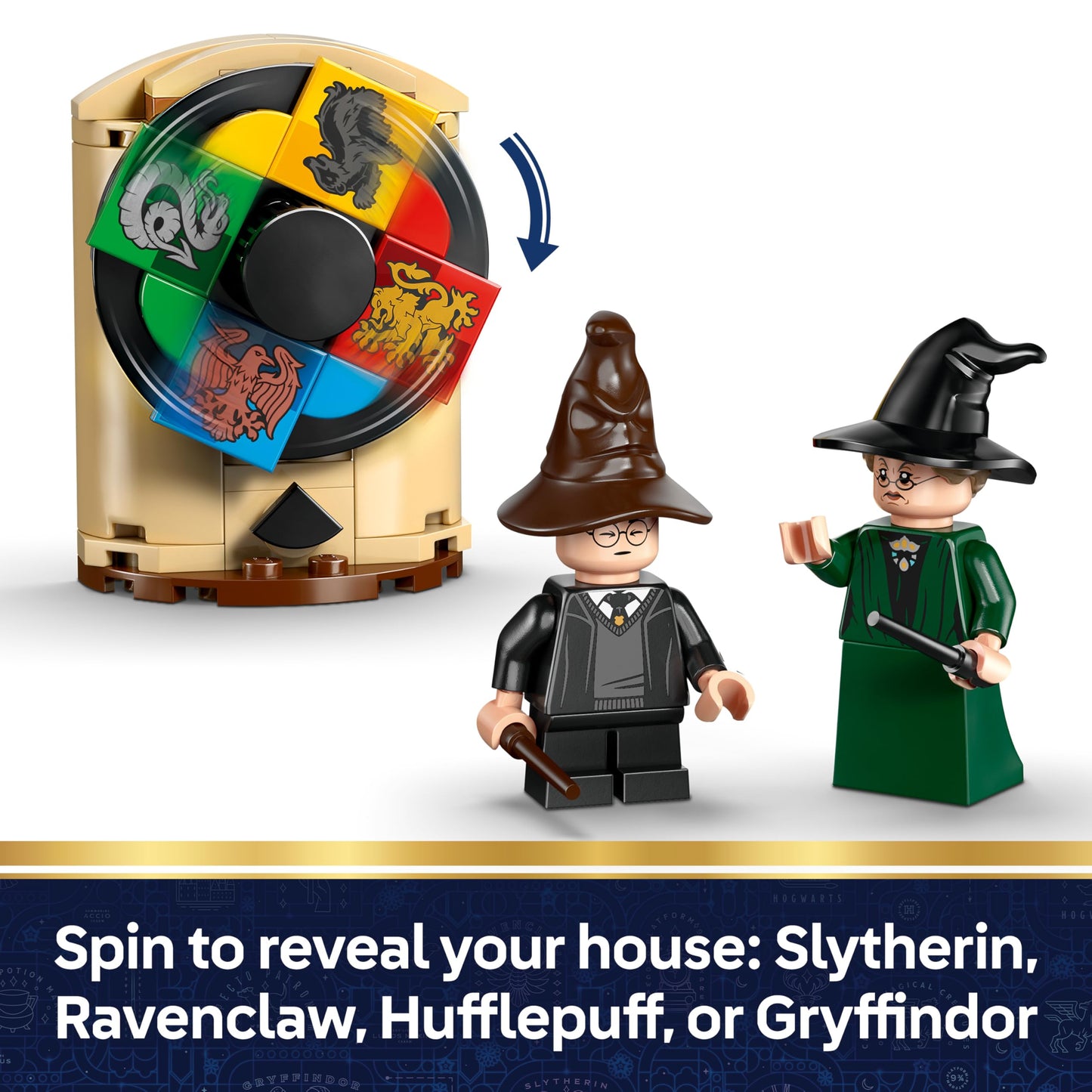 LEGO 76460 Harry Potter Hogwarts Castle : Sorting Hat Ceremony with Collectible Patronus, Hermione & Draco Malfoy Minifigures with Wands & a Spinning Wheel