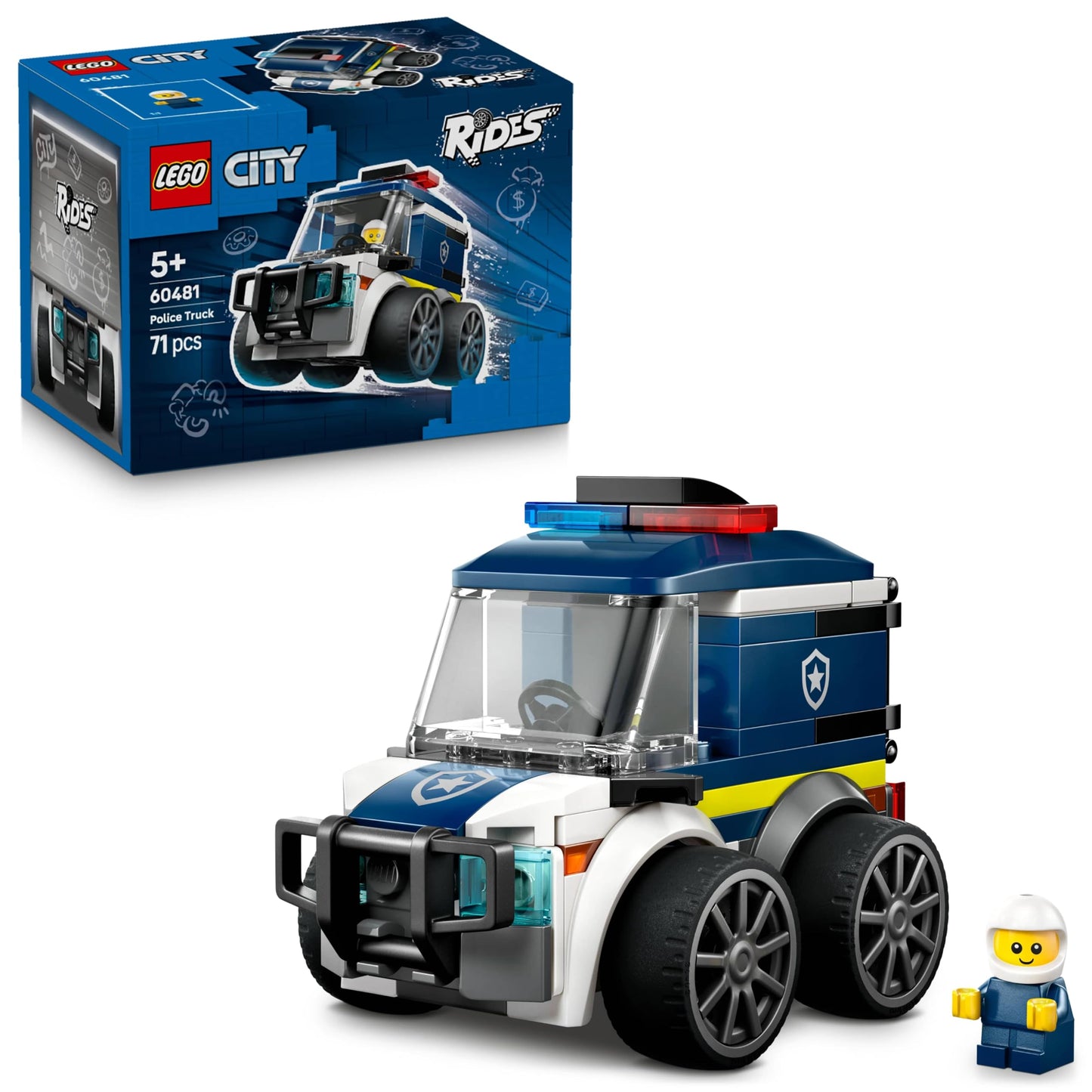 LEGO 60481 City Rides – Police Truck Toy - Emergency Vehicles Building Set with a Police Officer Junior Minifigure