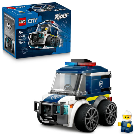 LEGO 60481 City Rides – Police Truck Toy - Emergency Vehicles Building Set with a Police Officer Junior Minifigure