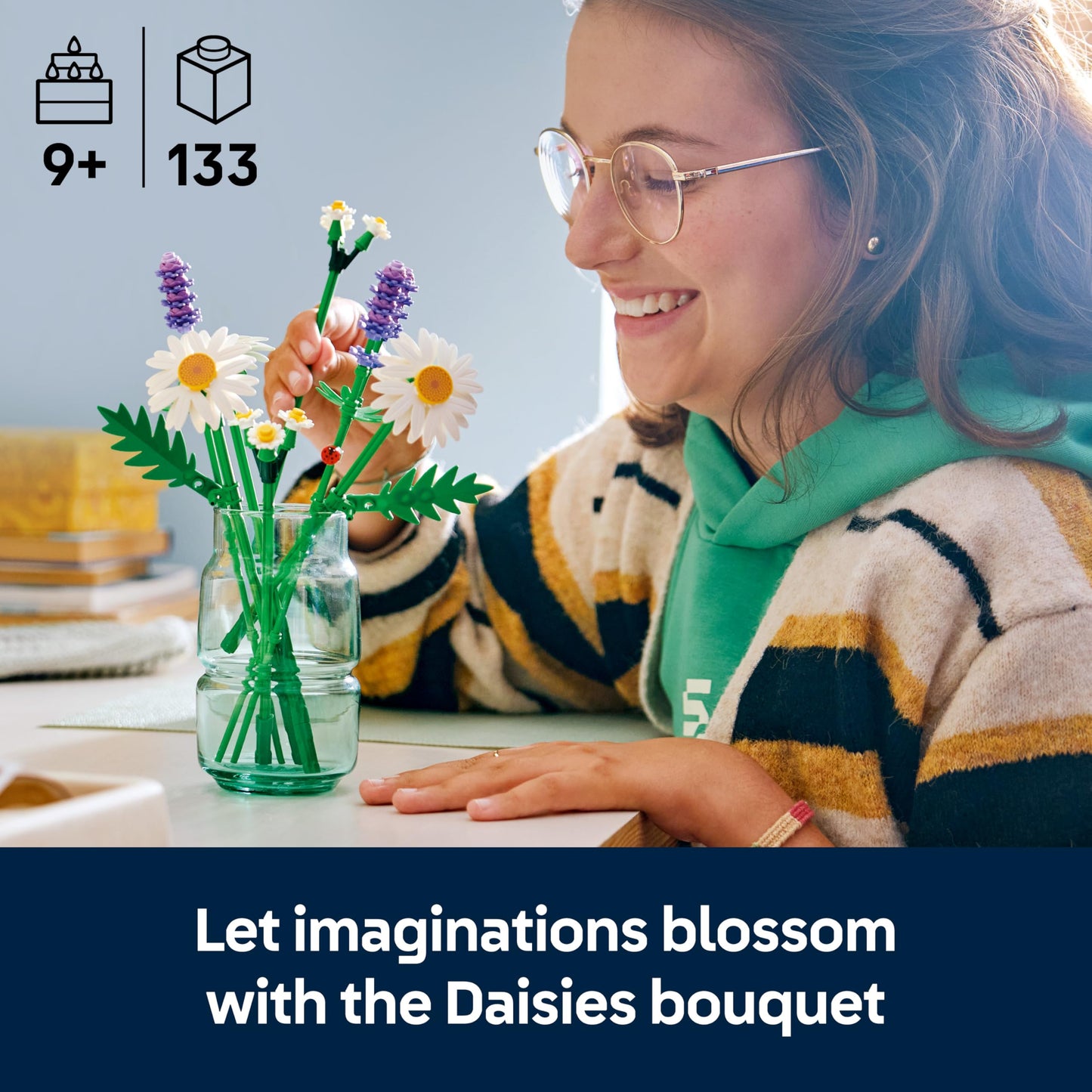 LEGO 11508 Botanicals Daisies - Artificial Flower Bouquet with Faux Daisies & Lavender