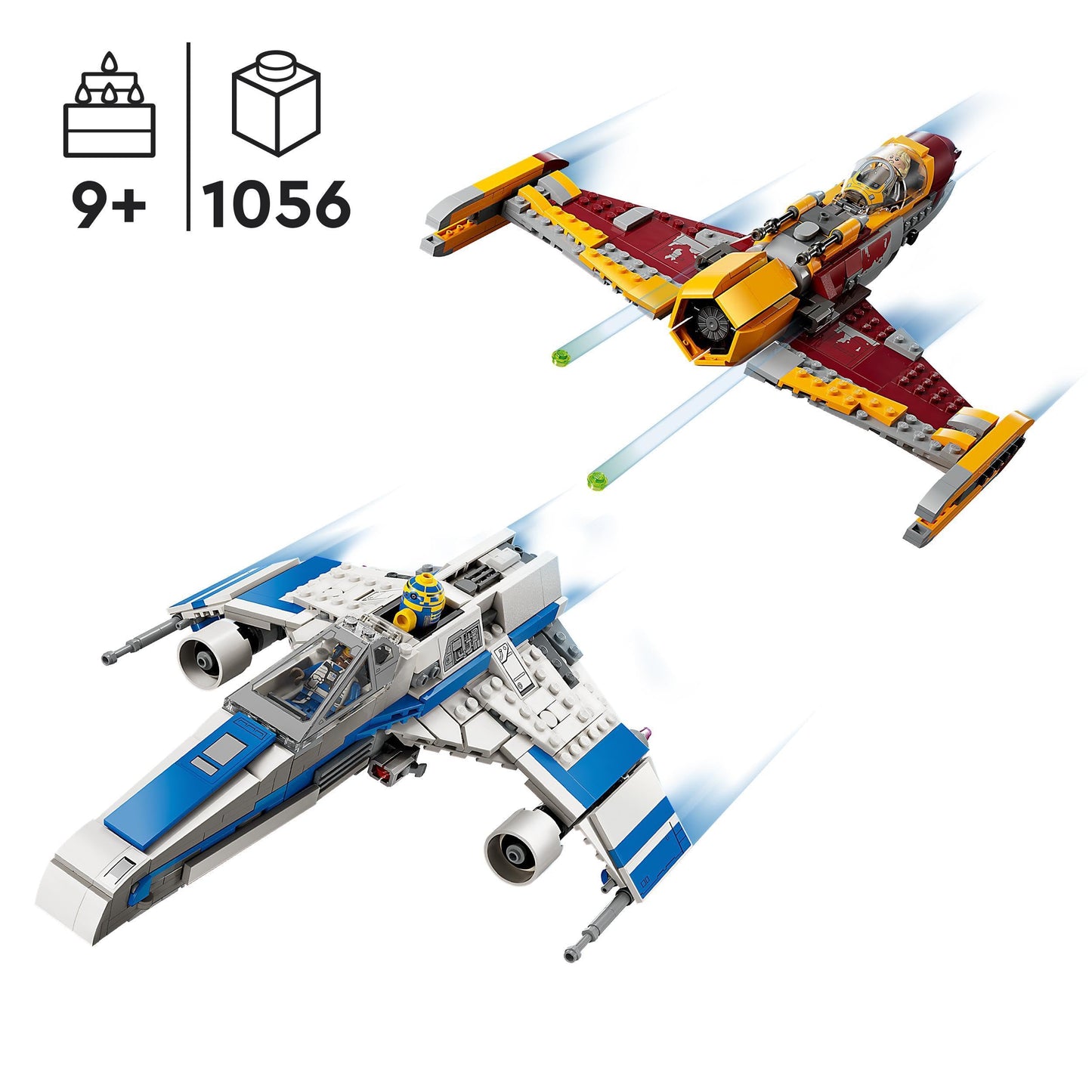 LEGO 75364 Star Wars New Republic E-Wing vs. Shin Hati’s Starfighter, Ahsoka Series Set with 2 Toy Vehicles, Droid Figure, 4 Minifigures and 2 Lightsabers