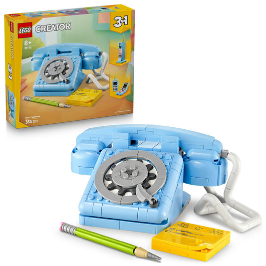 LEGO 31174 Creator 3in1 Retro Telephone Toy with Rotary Dial - Transforms into a 1980s Model or 2 Mobile Phones from the 2000s