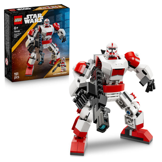 LEGO 75448 Star Wars Clone Shock Trooper Mech Toy - Posable Action Figure w/Blaster Rifle & Minifigure