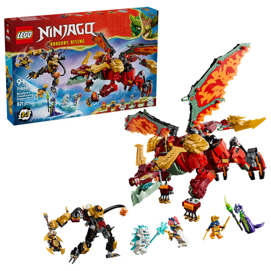 LEGO 71868 Ninjago Wyldfyre's Transforming Dragon Mech Toy - 2in1 Ninja Action Figure w/Empress Beatrix Mech & 6 Minifigures