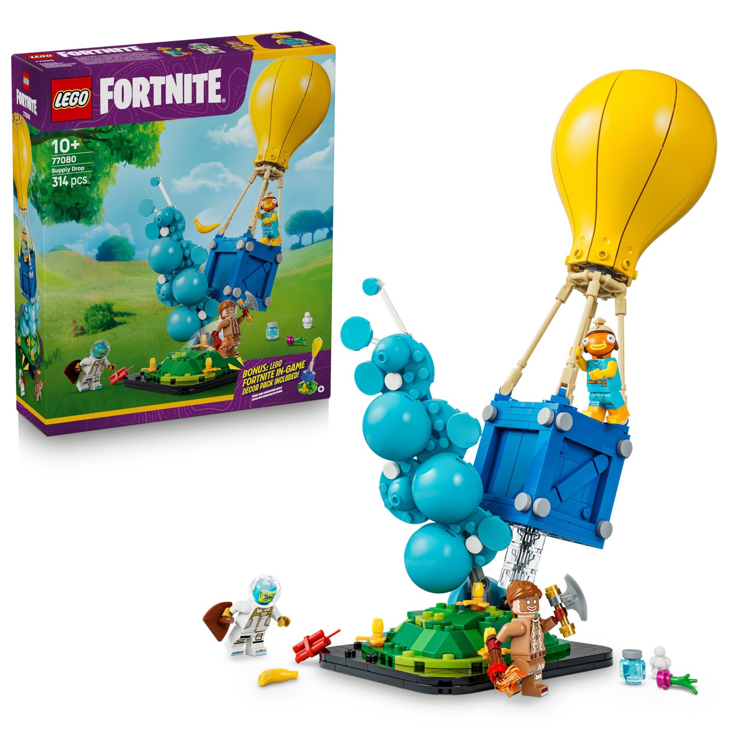 LEGO 77080 Fortnite Supply Drop Toy - Fishstick, Leviathan & Ginger Gunner Minifigures plus Accessories incl. Slurp Juice