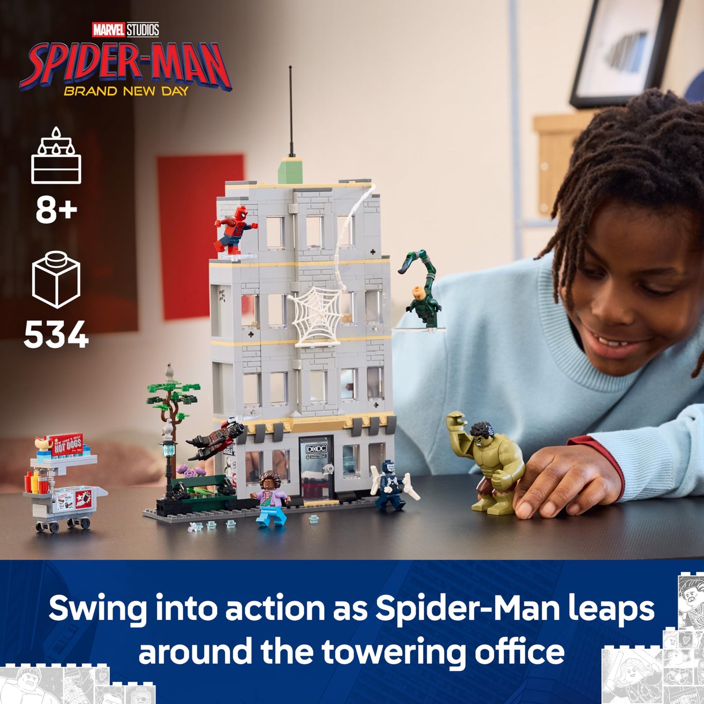 LEGO 76350 Marvel Spider-Man vs. Hulk Epic Clash - with 4-Floor Office, Action Figure & 5 Minifigures incl. Scorpion