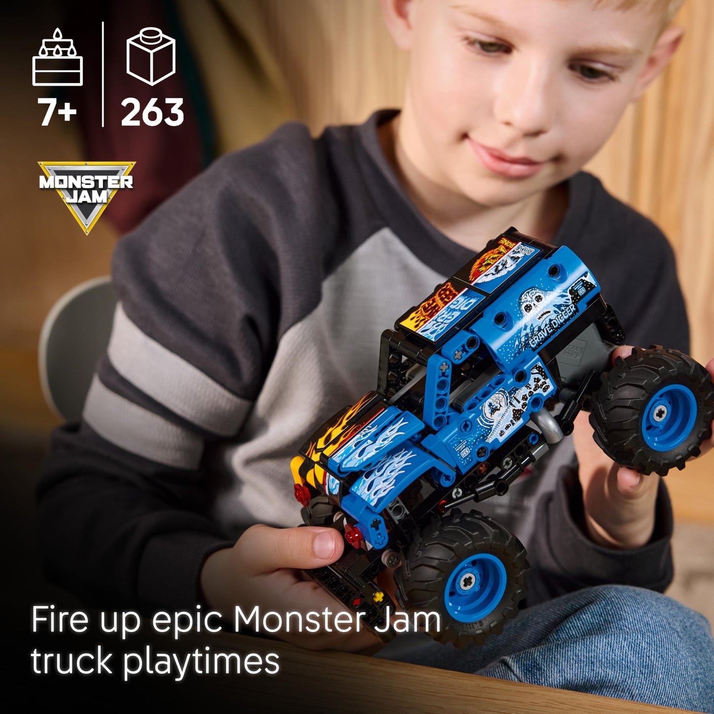 LEGO 42219 Technic Monster Jam Grave Digger Fire and Ice - Pull-Back Truck