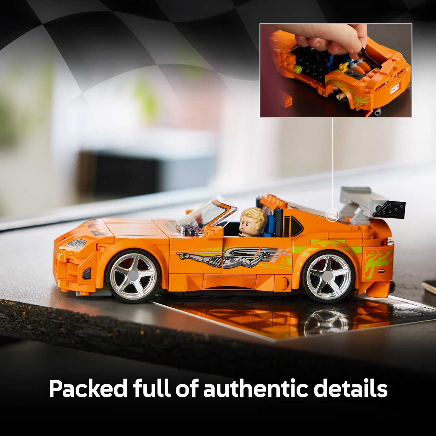 LEGO 77260 Speed Champions The Fast and The Furious Toyota Supra MK4 Car Toy - Model Kit w/Bryan O'Conner Minifigure - STEM Gift for 10+