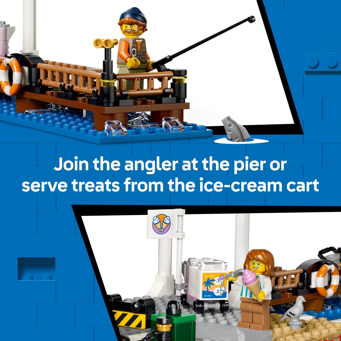 LEGO 60506 City Classic Beach Tram Toy - Model Kit w/Train Track, Street Scene, 5 Minifigures & 5 Animal Figures