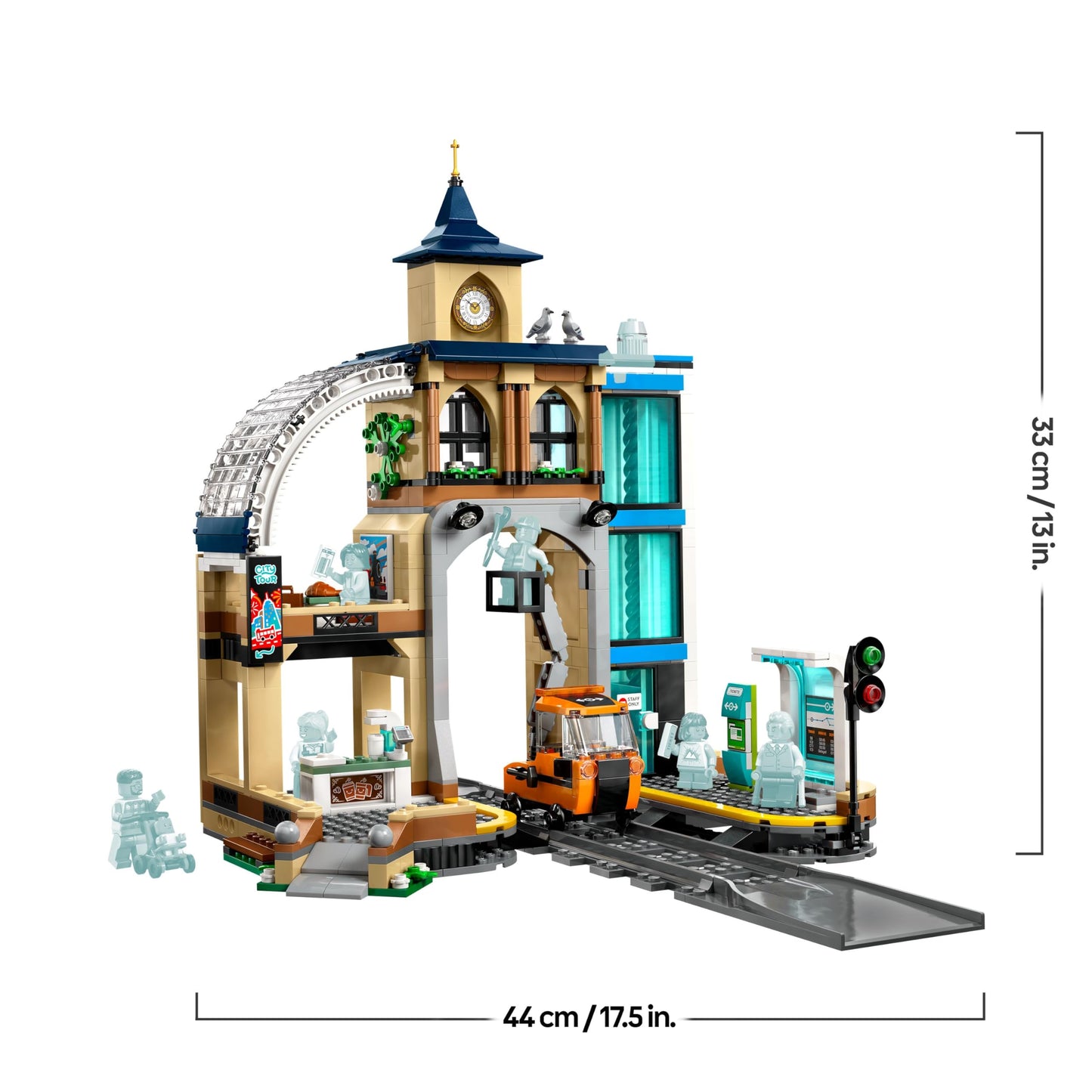 LEGO 60469 City Central Train Station Set - incl. a Maintenance Vehicle Toy, Working Lift, 2 Platforms & a Track Piece, plus 6 Minifigures