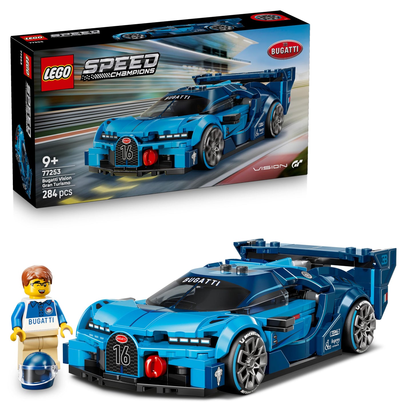LEGO 77253 Speed Champions Bugatti Vision GT Hyper Sports Car - Model Kit w/a Collectible Driver Minifigure