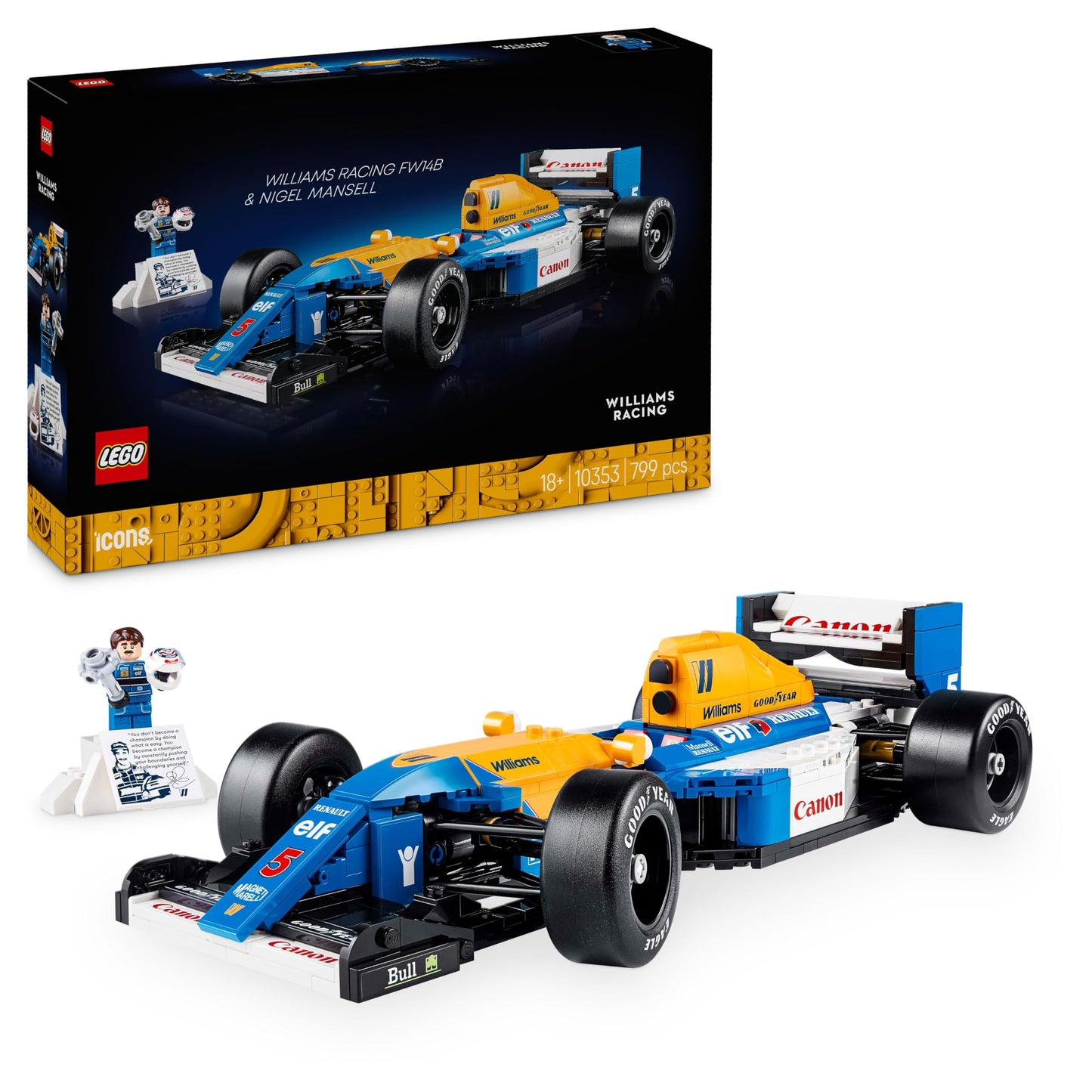 LEGO 10353 Icons Williams Racing FW14B & Nigel Mansell - F1 Car Model Set