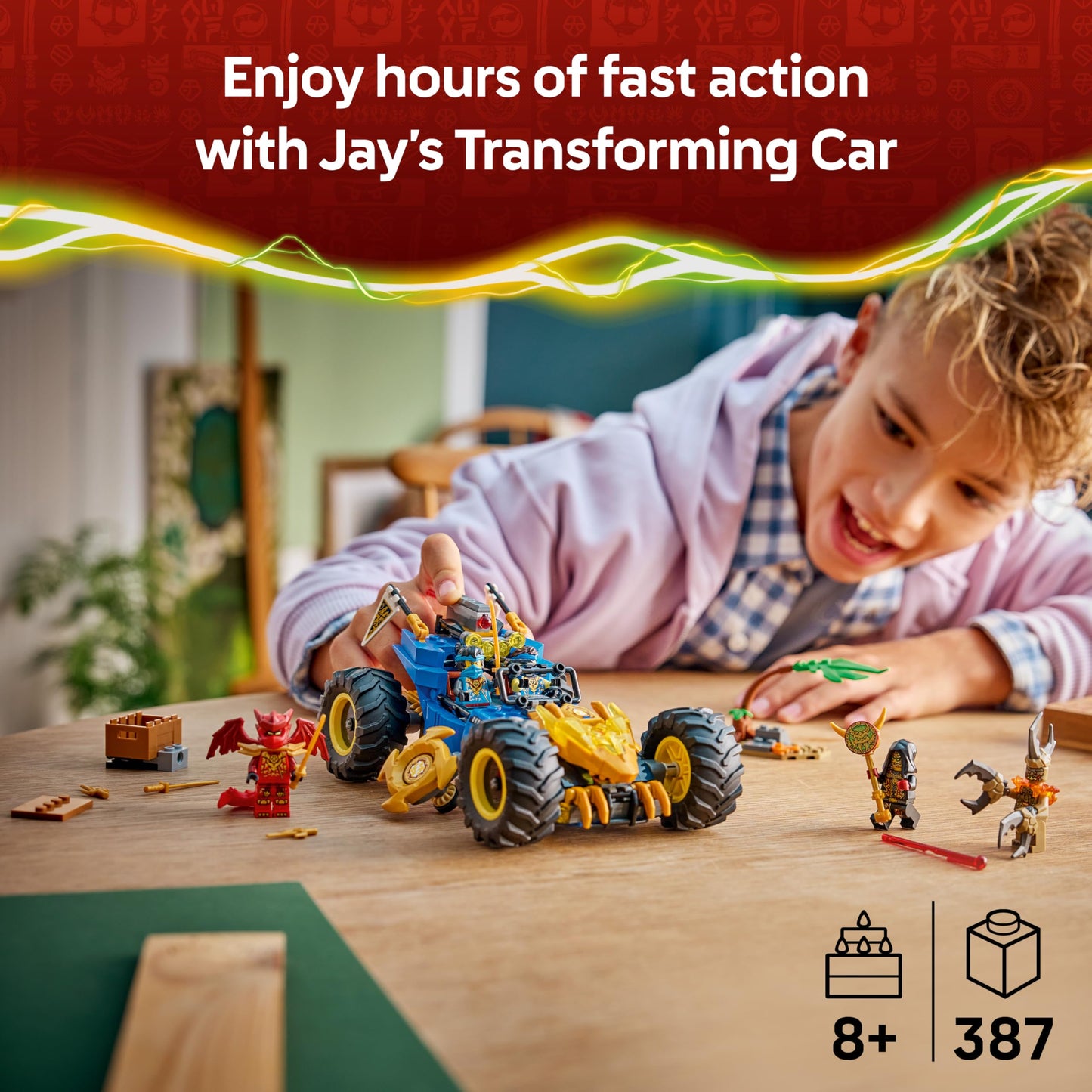 LEGO 71856 Ninjago 2in1 Jay's Transforming Car Toy - Ninja Truck w/ 5 Minifigures incl. Kai & Nya plus Shurikens & Swords