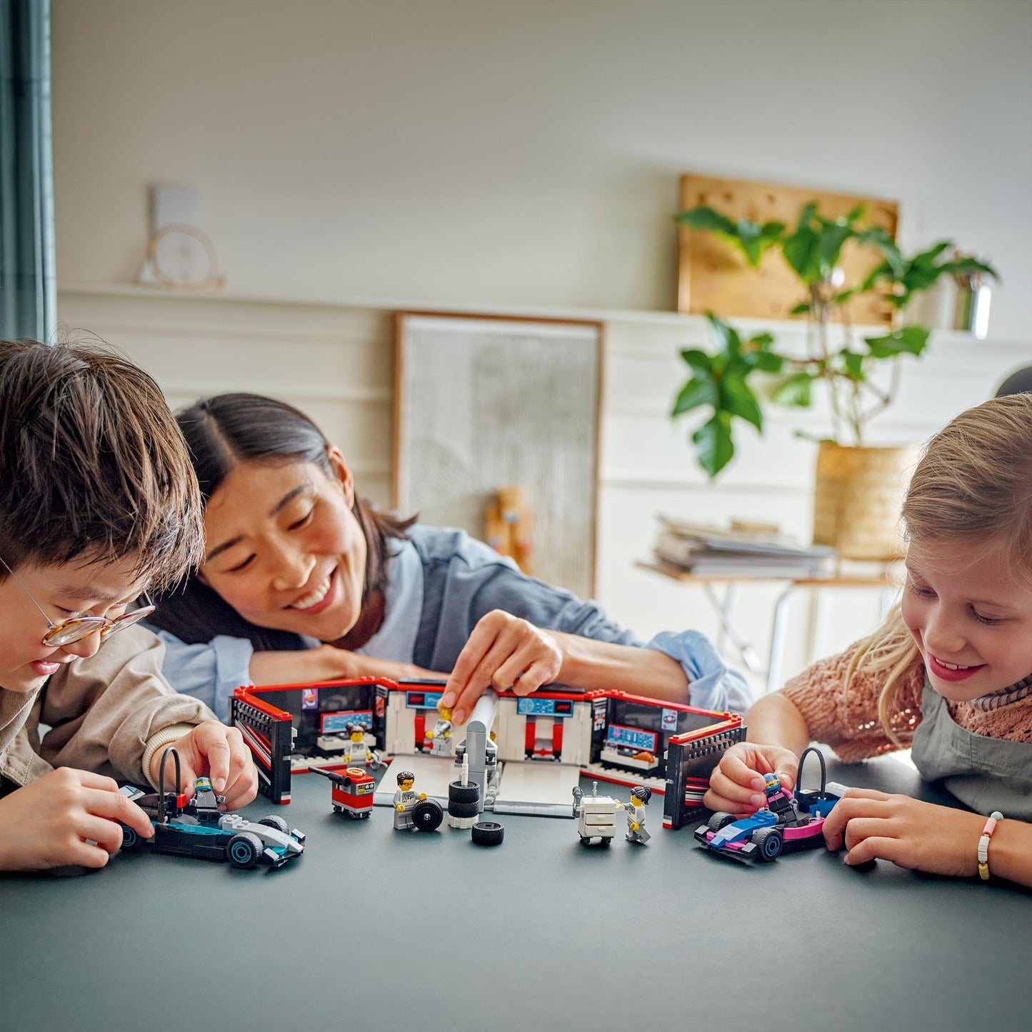 LEGO 60444 City F1 Garage & Mercedes - AMG & Alpine Cars - Toy Formula 1 Racing Vehicles Set with 2 Drivers & 4 Mechanic Minifigures