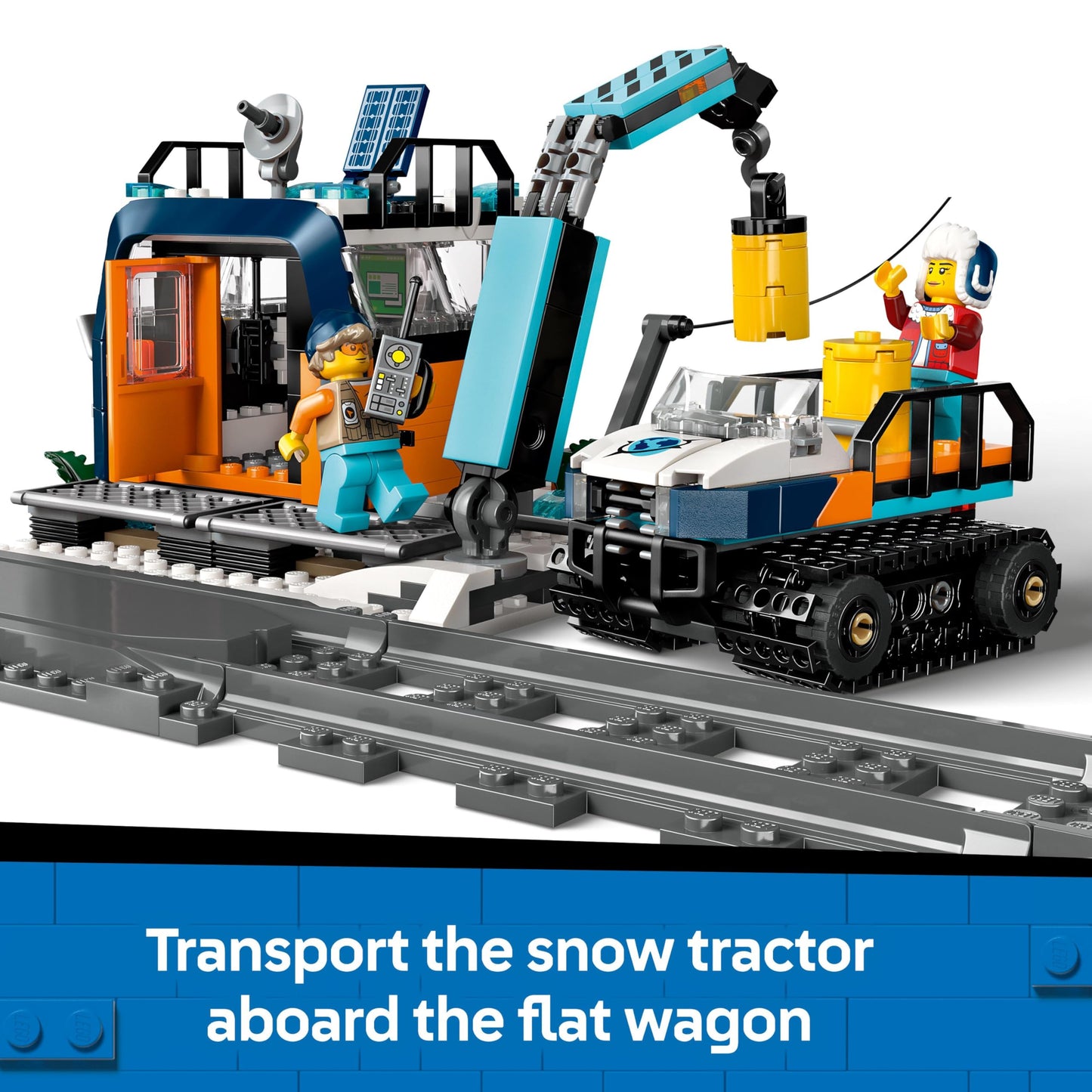 LEGO 60470 City Explorers’ Arctic Polar Express Train Set - incl. a Remote-Controlled Train Toy, Snowplough, 22 Track Pieces, 6 Minifigures & a Rockfall Function