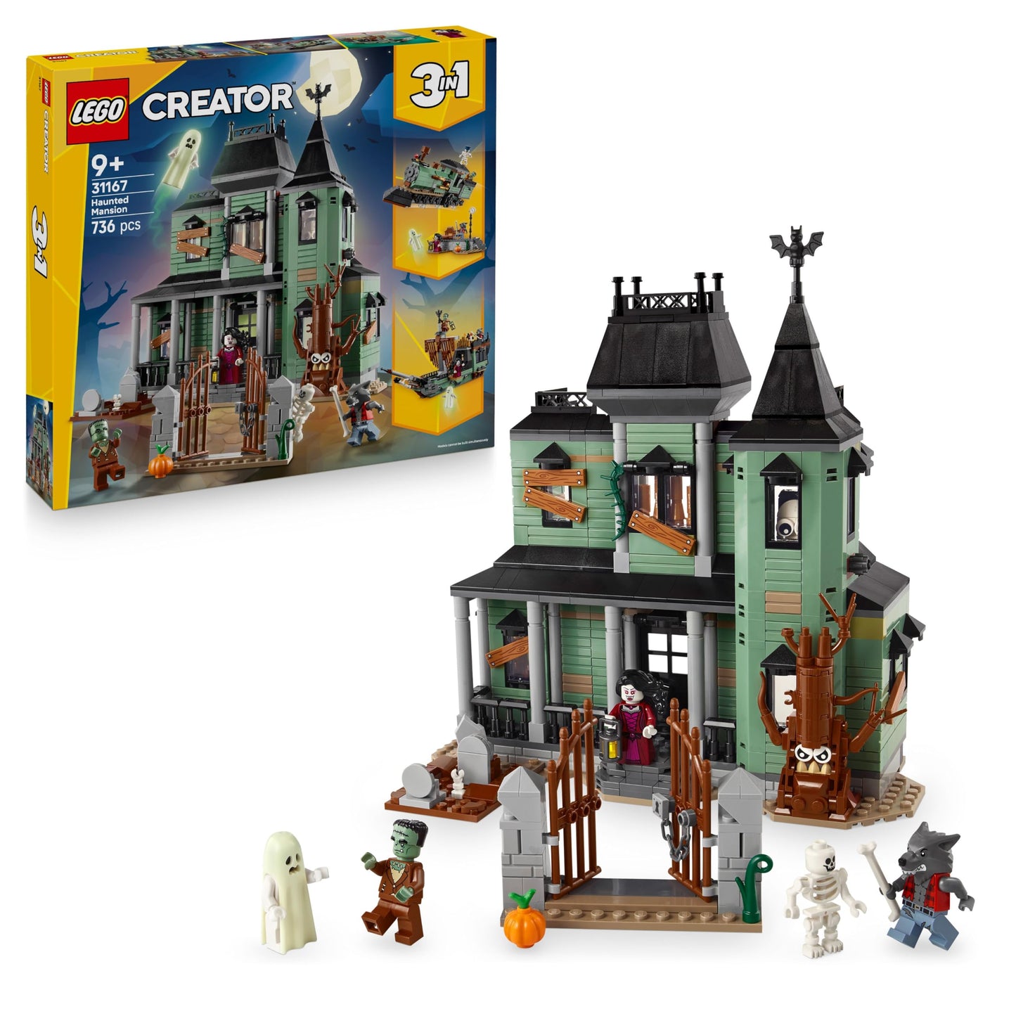 LEGO 31167 Creator 3in1 Haunted Mansion - Toy House Transforms into a Ghost Ship or a Train Set - Incl. 5 Minifigures