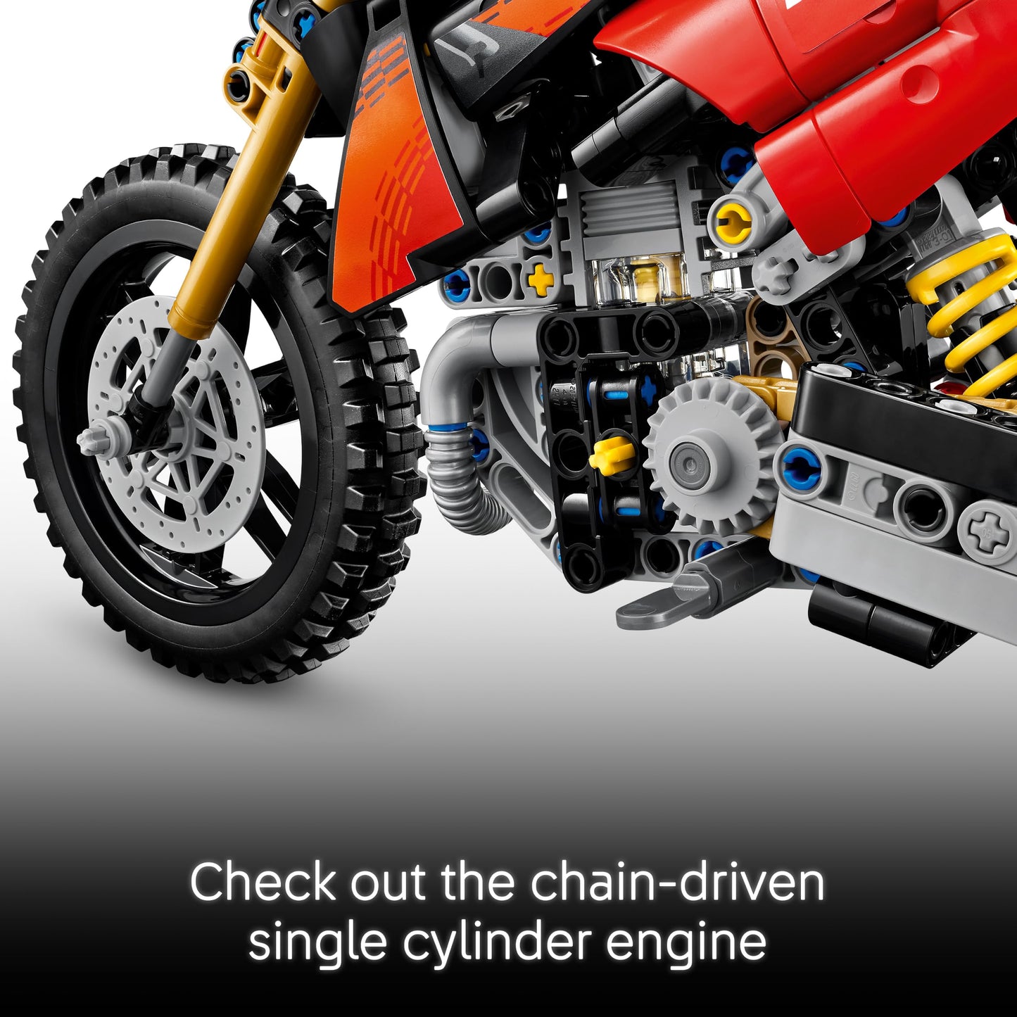 LEGO 42238 Technic Ducati Desmo450 MX Factory Motorcycle Model Kit - incl. Motorbike with cylinder engine & Suspension