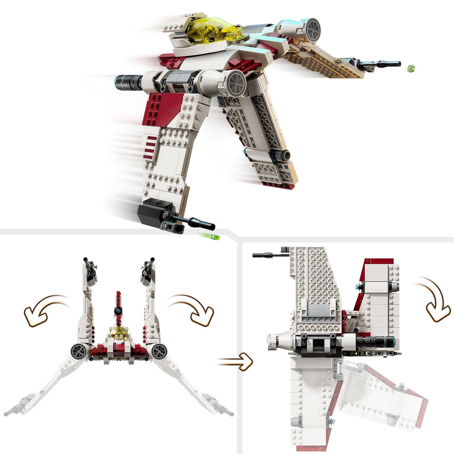 LEGO Star Wars 75432 V-19 Torrent Starfighter Building Toy - 3 Minifigures incl. Obi Wan Kenobi & Asajj Ventress with Lightsabers
