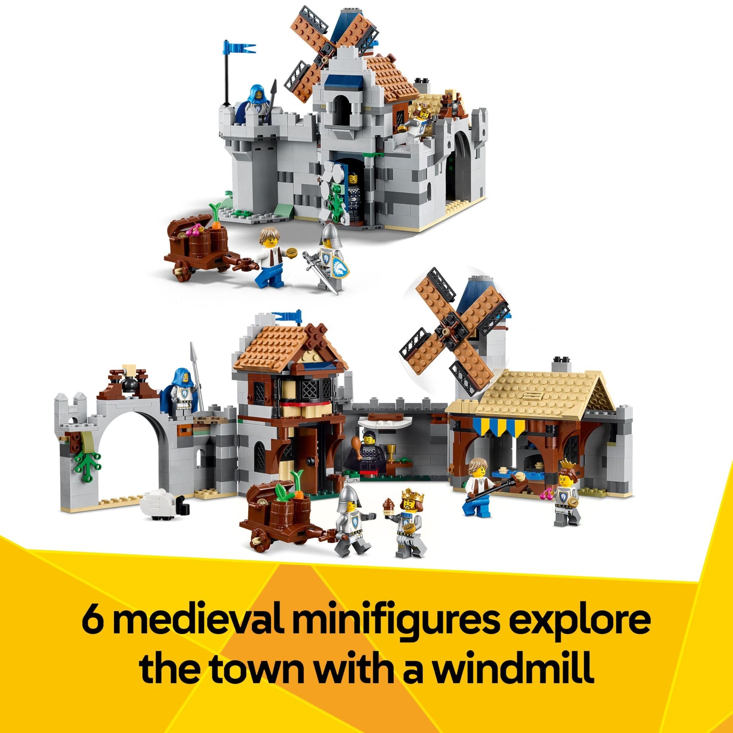 LEGO 31168 Creator 3in1 Medieval Horse Knight Castle Toy - Transforms into a Jousting Tournament Scene or a Town - incl. 6 Minifigures