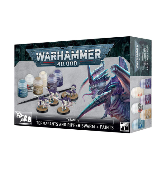 Warhammer 40,000 - Tyranid : Termangants and Ripper Swarm + Paints Set - Games Workshop FBA