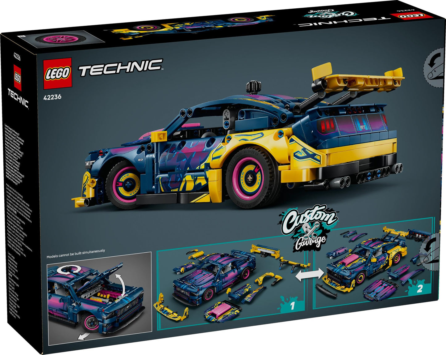 LEGO 42236 Technic Custom Garage Ford Mustang GT Car Toy - Model Kit with V8 Engine, HOG Steering & Swappable Body Parts