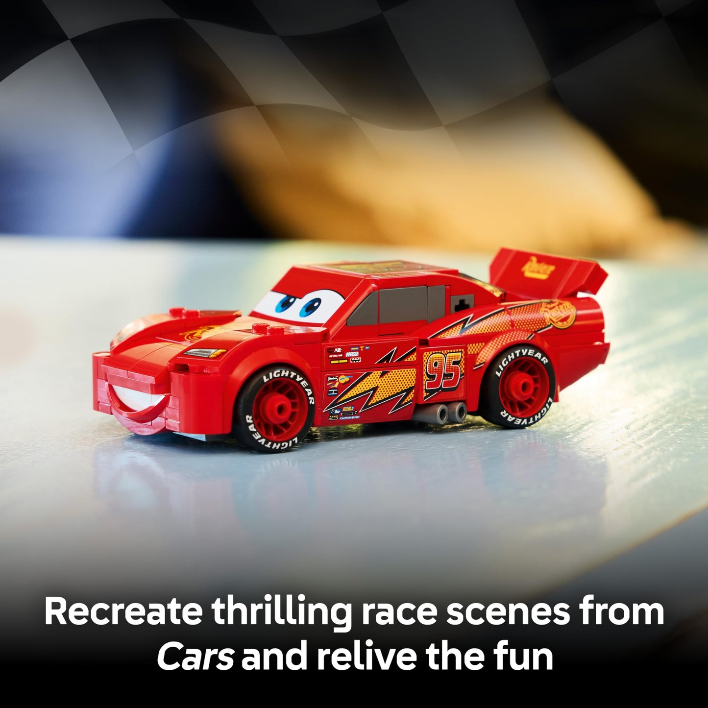 LEGO 77255 Speed Champions Lightning McQueen Race Car Toy - Collectible Model Kit with Detailed Undercarriage
