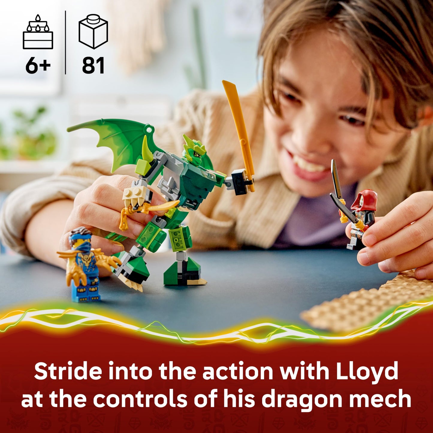 LEGO 71862 NINJAGO Lloyd's Dragon Mech Battle Pack - Ninja Toy w/Action Figure, 3 Minifigures & Katanas