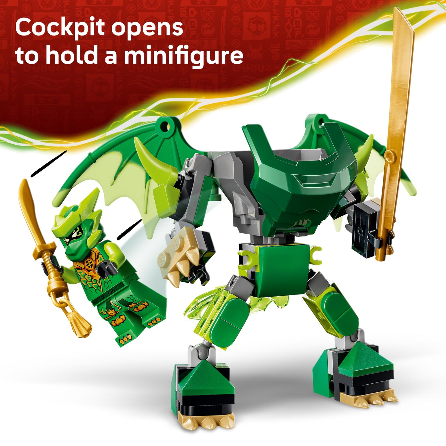LEGO 71862 NINJAGO Lloyd's Dragon Mech Battle Pack - Ninja Toy w/Action Figure, 3 Minifigures & Katanas