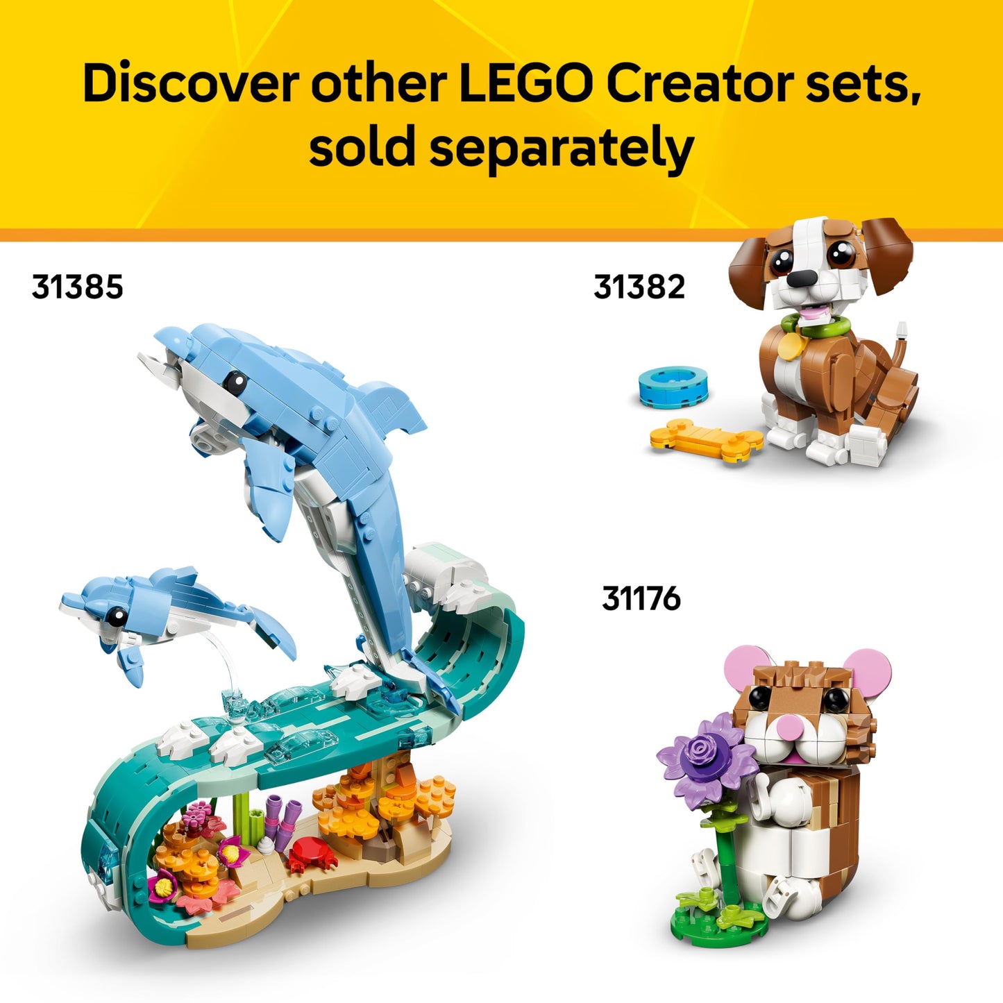 LEGO 31377 Creator 3in1 Turtle with a Water Lily Flower Toy - Animal Figure Transforms into a Chameleon or Frog