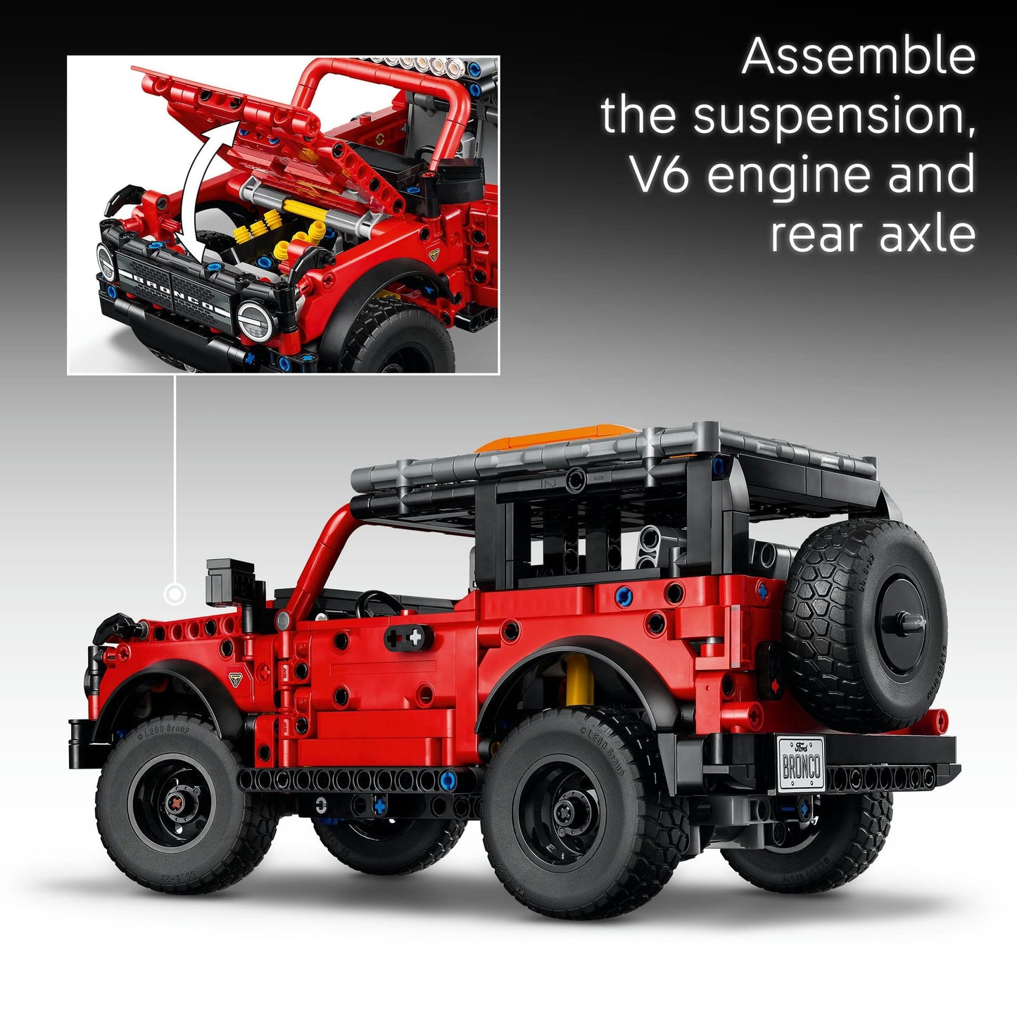 LEGO 42213 Technic Ford Bronco SUV Off Road Car Toy - Model Kit with Opening Doors, V6 Engine, Suspension & Steering