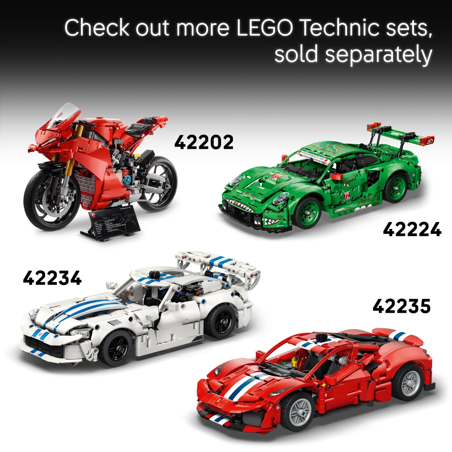 LEGO 42238 Technic Ducati Desmo450 MX Factory Motorcycle Model Kit - incl. Motorbike with cylinder engine & Suspension