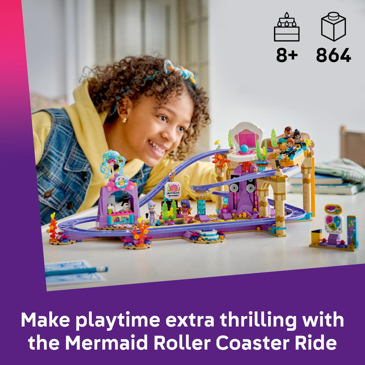 LEGO 42703 Friends Mermaid Roller Coaster Ride with 3 Cars, Shop, 5 Mini Dolls & Accessories