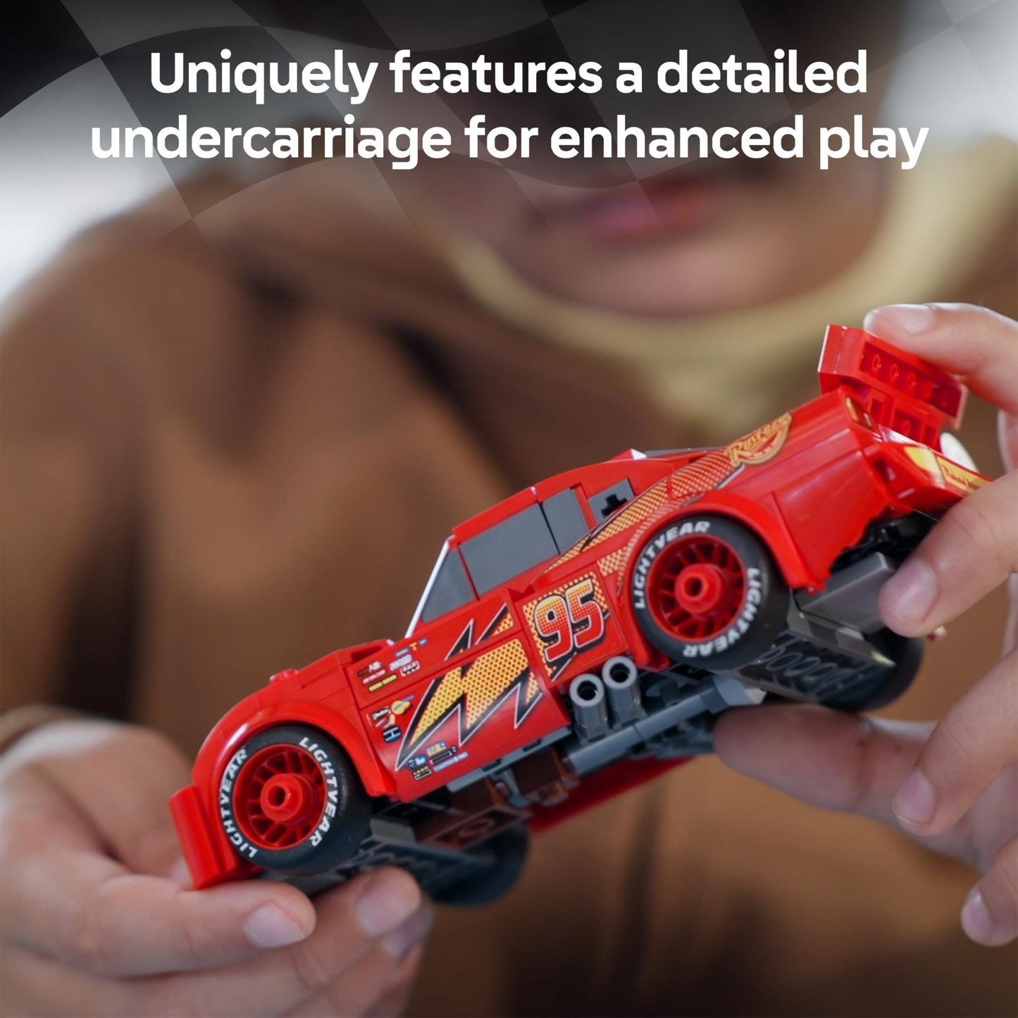 LEGO 77255 Speed Champions Lightning McQueen Race Car Toy - Collectible Model Kit with Detailed Undercarriage