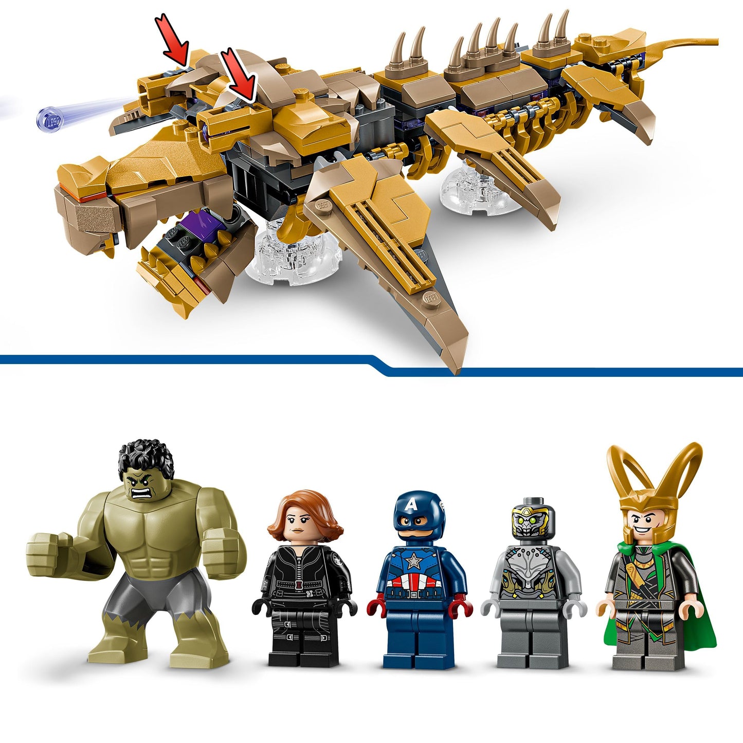 LEGO 76290 Marvel The Avengers vs. The Leviathan with Hulk Figure plus Captain America, Loki, Black Widow and Chitauri Minifigures