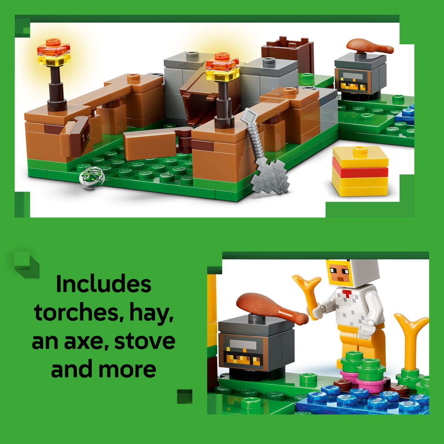 LEGO 21585 Minecraft Chicken Farm - with Chicken Fan Minifigure, Baby Zombie & Fox Mob Figures