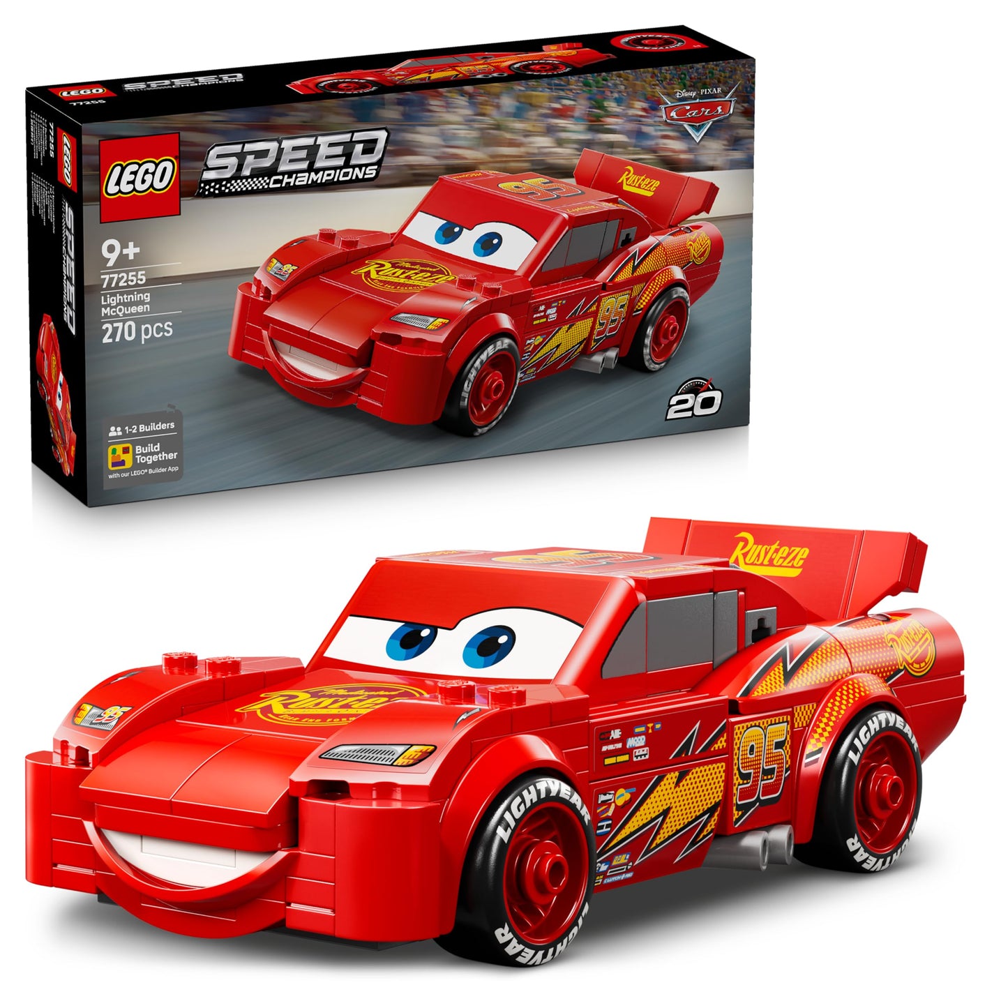 LEGO 77255 Speed Champions Lightning McQueen Race Car Toy - Collectible Model Kit with Detailed Undercarriage