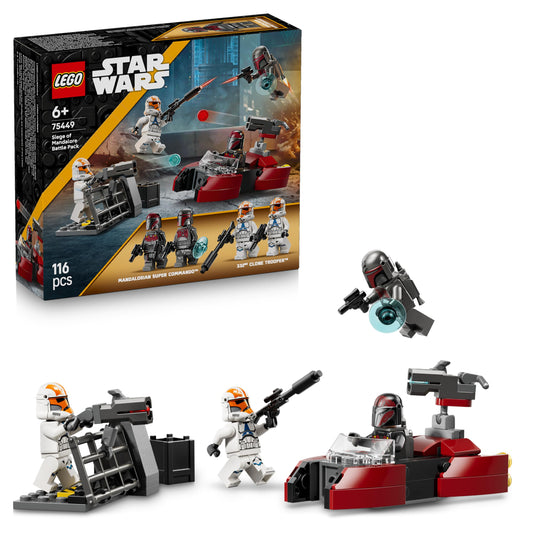 LEGO 75449 Star Wars Siege of Mandalore Battle Pack - Action Toy w/ 2 Mandalorian & 2 Clone Trooper Minifigures plus a Speeder Bike and Blasters