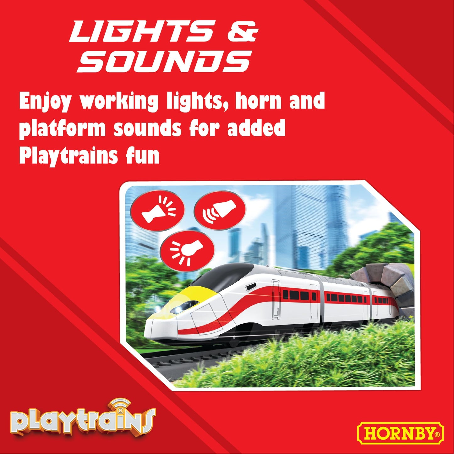 Hornby R9360M Playtrains High Speed Train Set - Remote Controlled Battery Train Set - Kids Toy Train Sets for Ages 5+