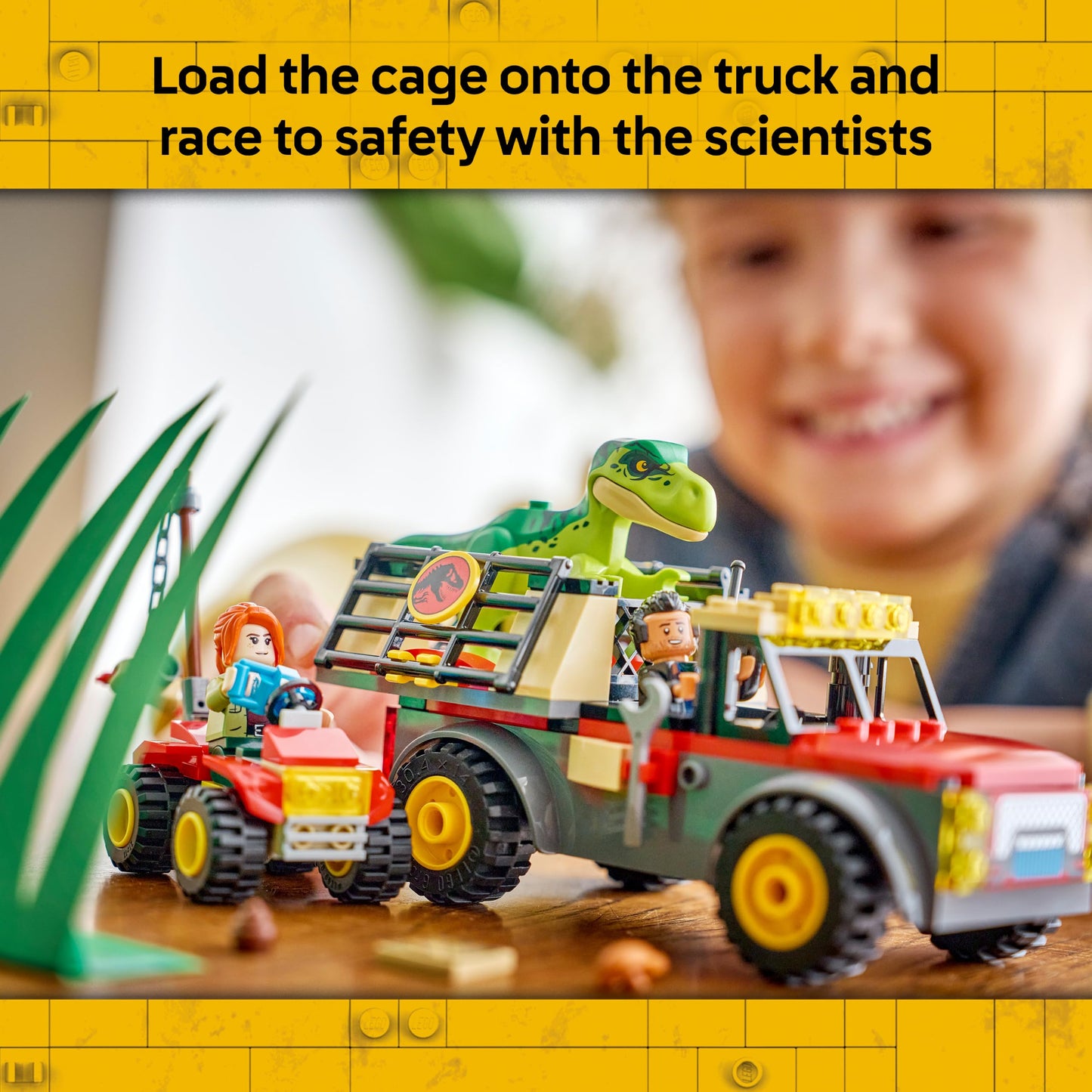 LEGO 77978 Jurassic World Young T. rex Transport Truck Toy - incl. Dinosaur Figure, ATV Car Model & 2 Minifigures