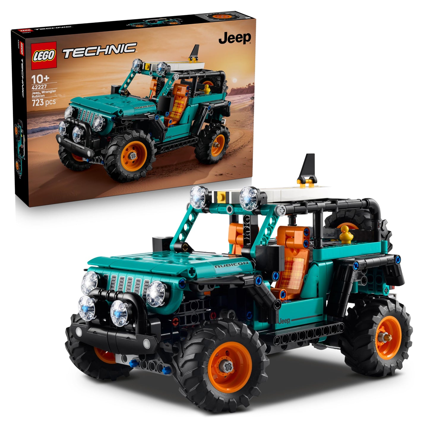 LEGO 42227 Technic Jeep Wrangler Rubicon SUV Car Toy - Off-Road Vehicle Model Kit with V6 Engine, Steering & Suspension