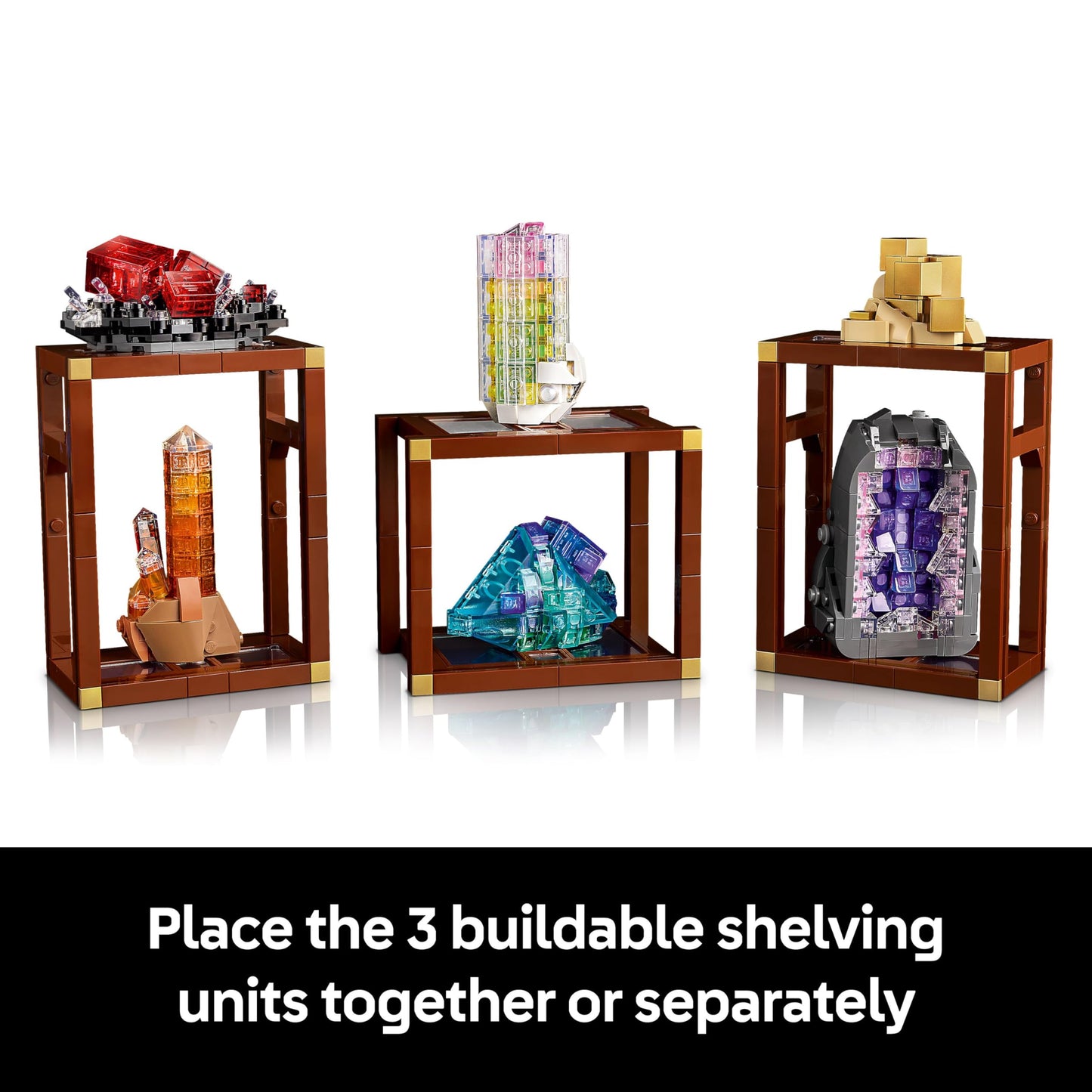 LEGO 21362 Ideas Mineral Collection - Display Model with Crystal Elements incl. Amethyst, Flourite & Tangerine Quartz, plus 3 Stands