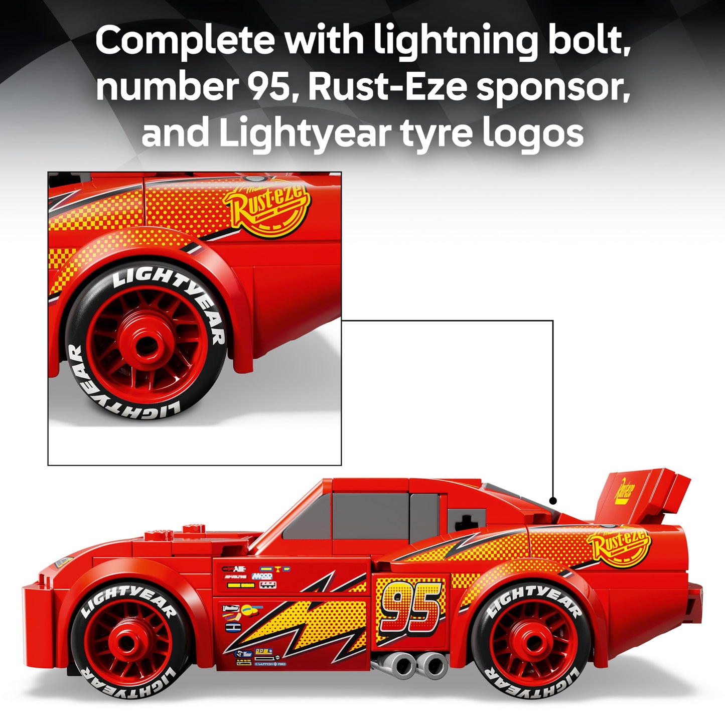 LEGO 77255 Speed Champions Lightning McQueen Race Car Toy - Collectible Model Kit with Detailed Undercarriage