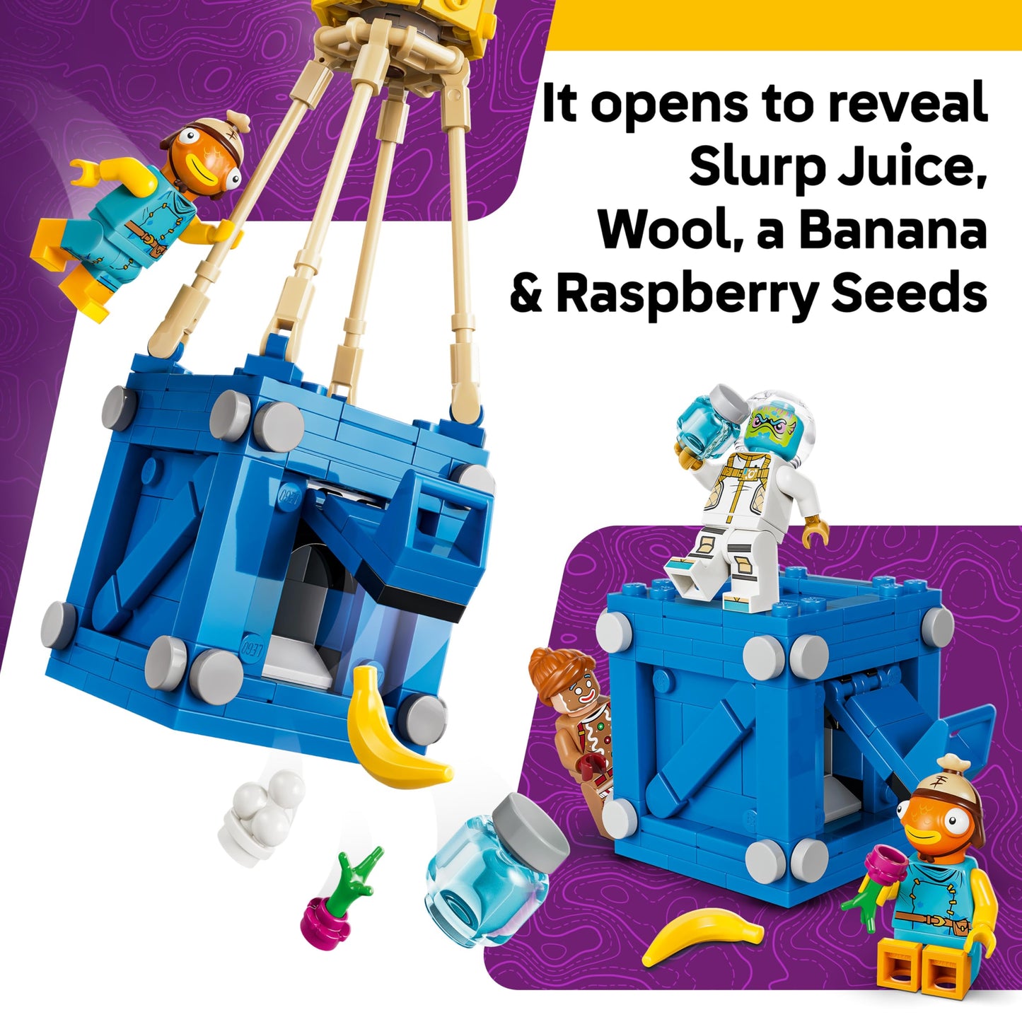 LEGO 77080 Fortnite Supply Drop Toy - Fishstick, Leviathan & Ginger Gunner Minifigures plus Accessories incl. Slurp Juice
