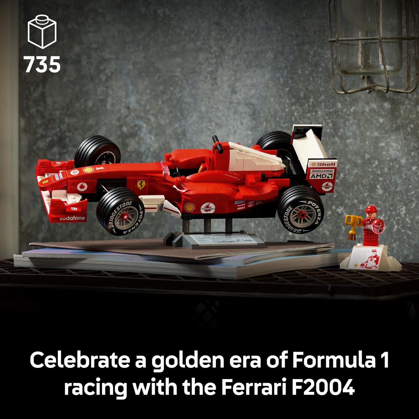 LEGO 11375 Icons Ferrari F2004 & Michael Schumacher - F1 Car Model Kit for Adults - Display Set w/ V10 Engine & Collectible Driver Minifigure