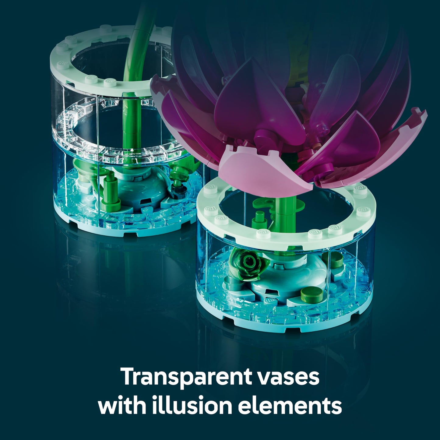 LEGO 11511 Botanicals Water Lilies - Faux Flowers Set with 2 Artificial Potted Plants in Transparent Vases