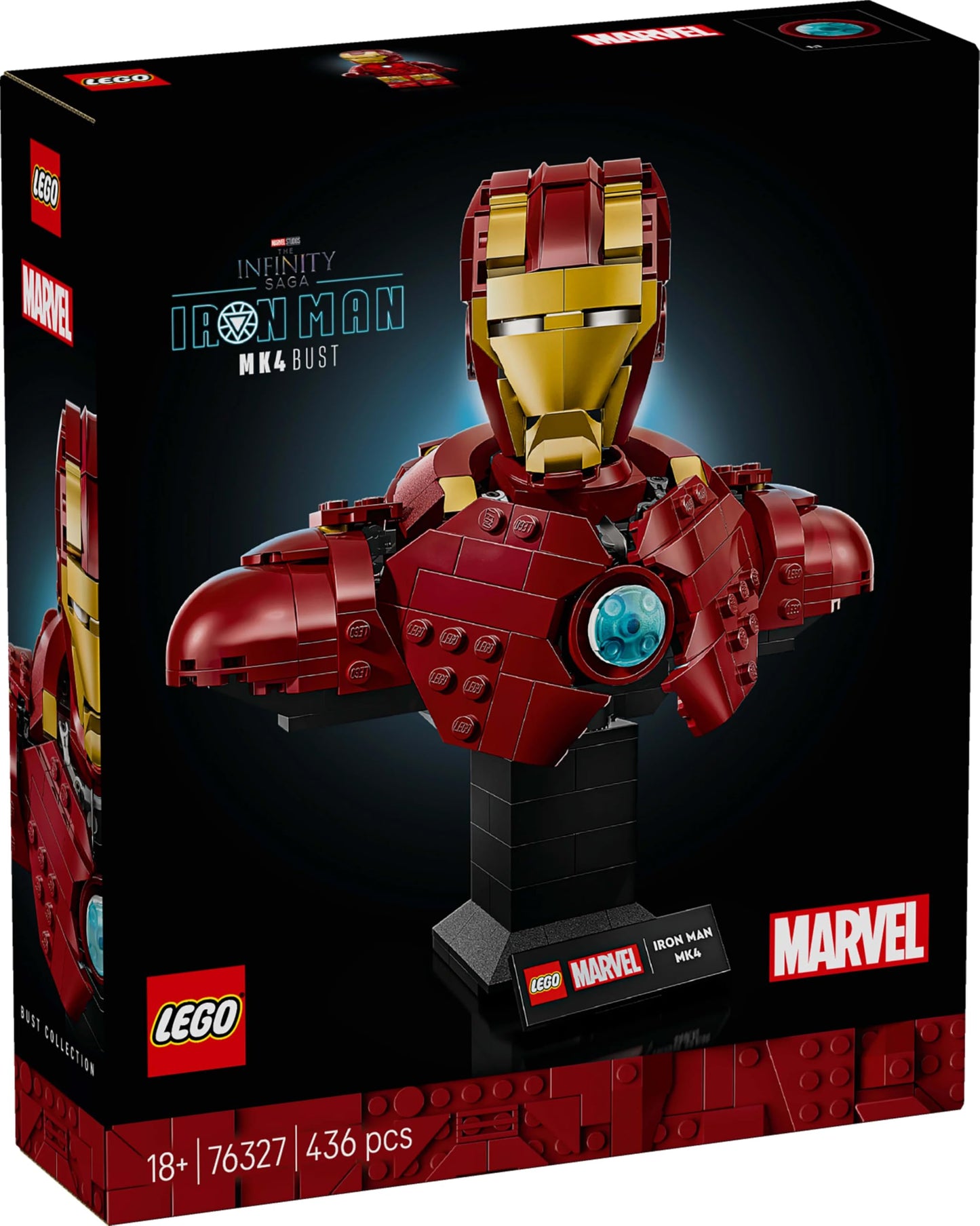 LEGO 76327 Marvel Iron Man MK4 Bust - Display Model Building Set for Adults incl. a Tony Stark Minifigure, plus Shoulder Cannons and a Rotating Head