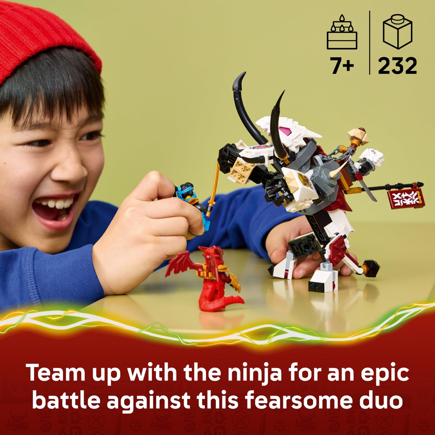 LEGO 71863 NINJAGO Zilvar and Grimtak the Dragon Beast - Ninja Toy w/Action Figure, 3 Minifigures incl. Kai & Nya