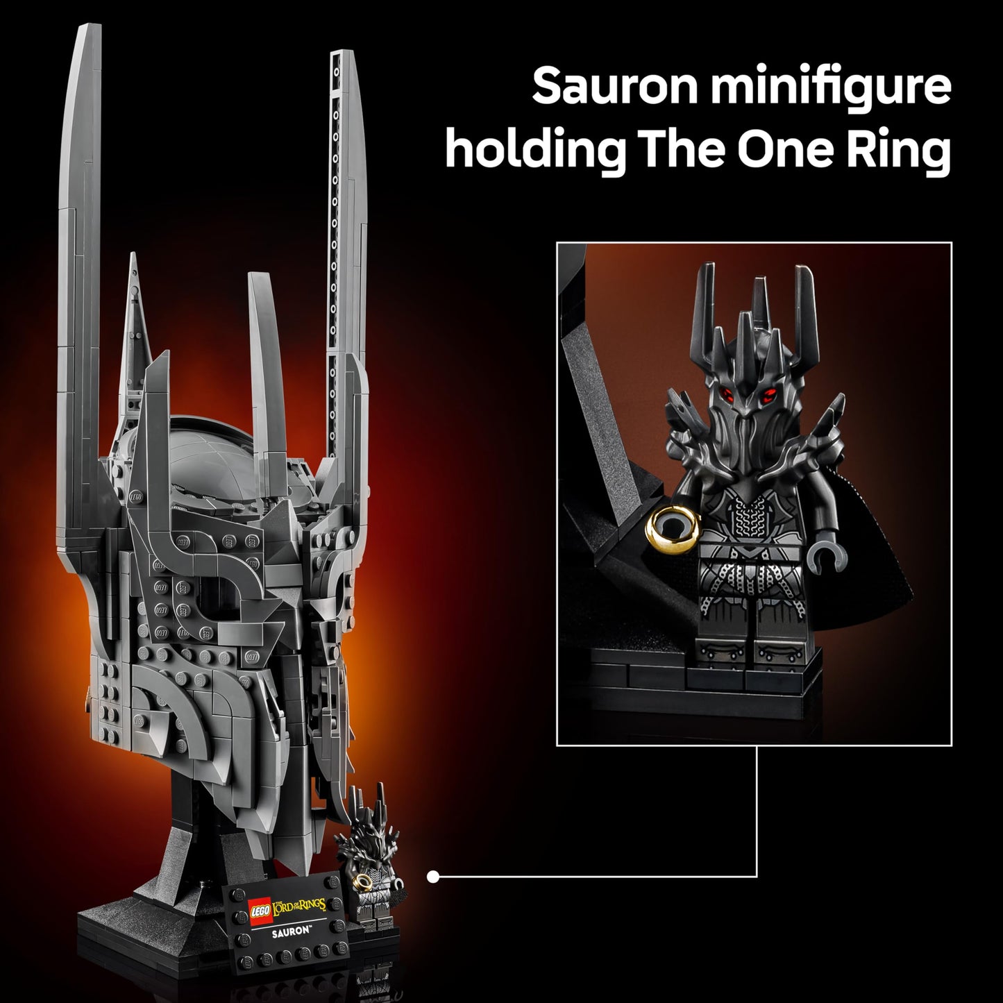 LEGO Icons The Lord of the Rings: Sauron's Helmet - Display Model Kit for Adults - incl. the One Ring & a Collectible Minifigure - DIY Gift Idea for Movie Fans - 11373