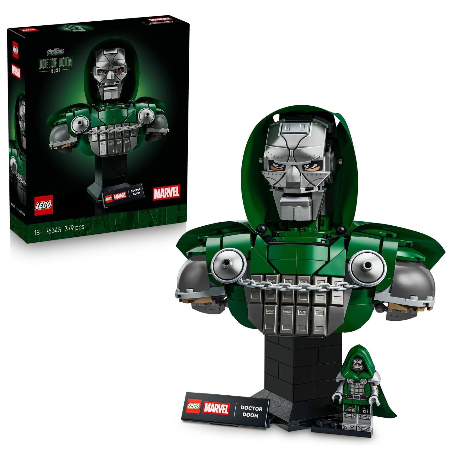 LEGO 76345 Marvel Doctor Doom Bust - Display Model Kit for Adults incl. Collectible Minifigure & Nameplate